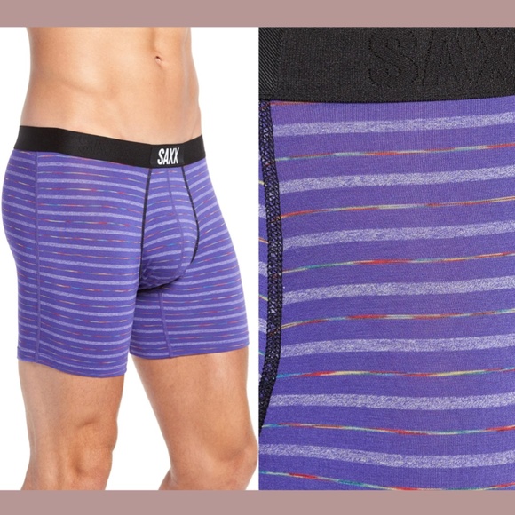 NIB SAXX [ Small ] Vibe Stretch Boxer Briefs in Purple‎ Gradient Stripe - Picture 2 of 15